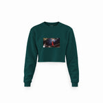 Michael Jordan Chicago Bulls 1997 Crop Sweatshirt — Koyu Yeşil — Ön baskı