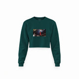 Michael Jordan Chicago Bulls 1997 Crop Sweatshirt — Koyu Yeşil — Ön baskı