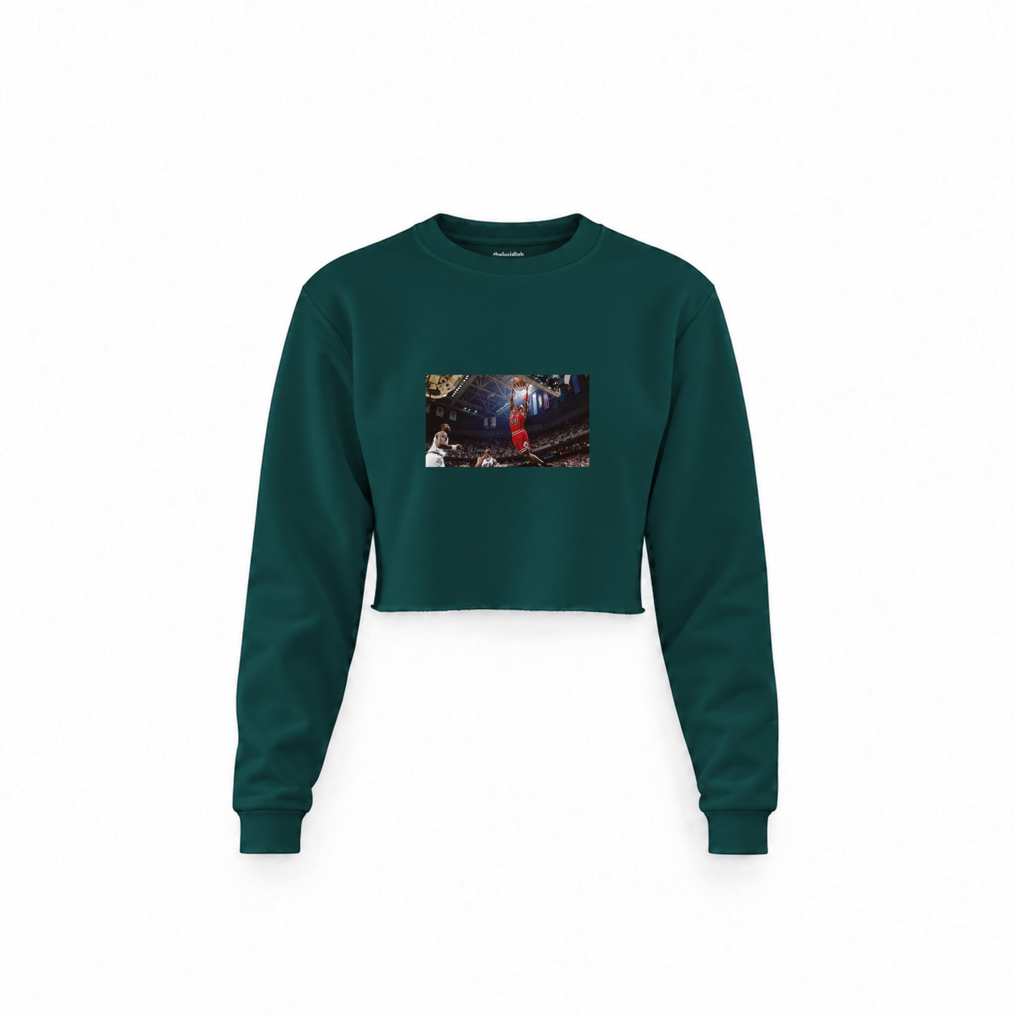 Michael Jordan Chicago Bulls 1997 Crop Sweatshirt — Koyu Yeşil — Ön baskı