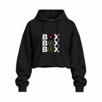 Box Box Box Oversize Crop Hoodie — Siyah — Ön baskı