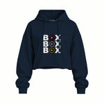 Box Box Box Oversize Crop Hoodie — Lacivert — Ön baskı