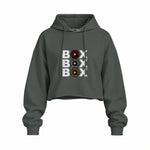 Box Box Box Oversize Crop Hoodie — Antrasit — Ön baskı