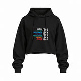 Formula 1 / Week Days Oversize Crop Hoodie — Siyah — Ön baskı