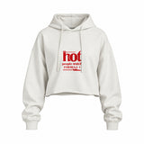 Hot People Watch Formula 1 Oversize Crop Hoodie — Beyaz — Ön baskı