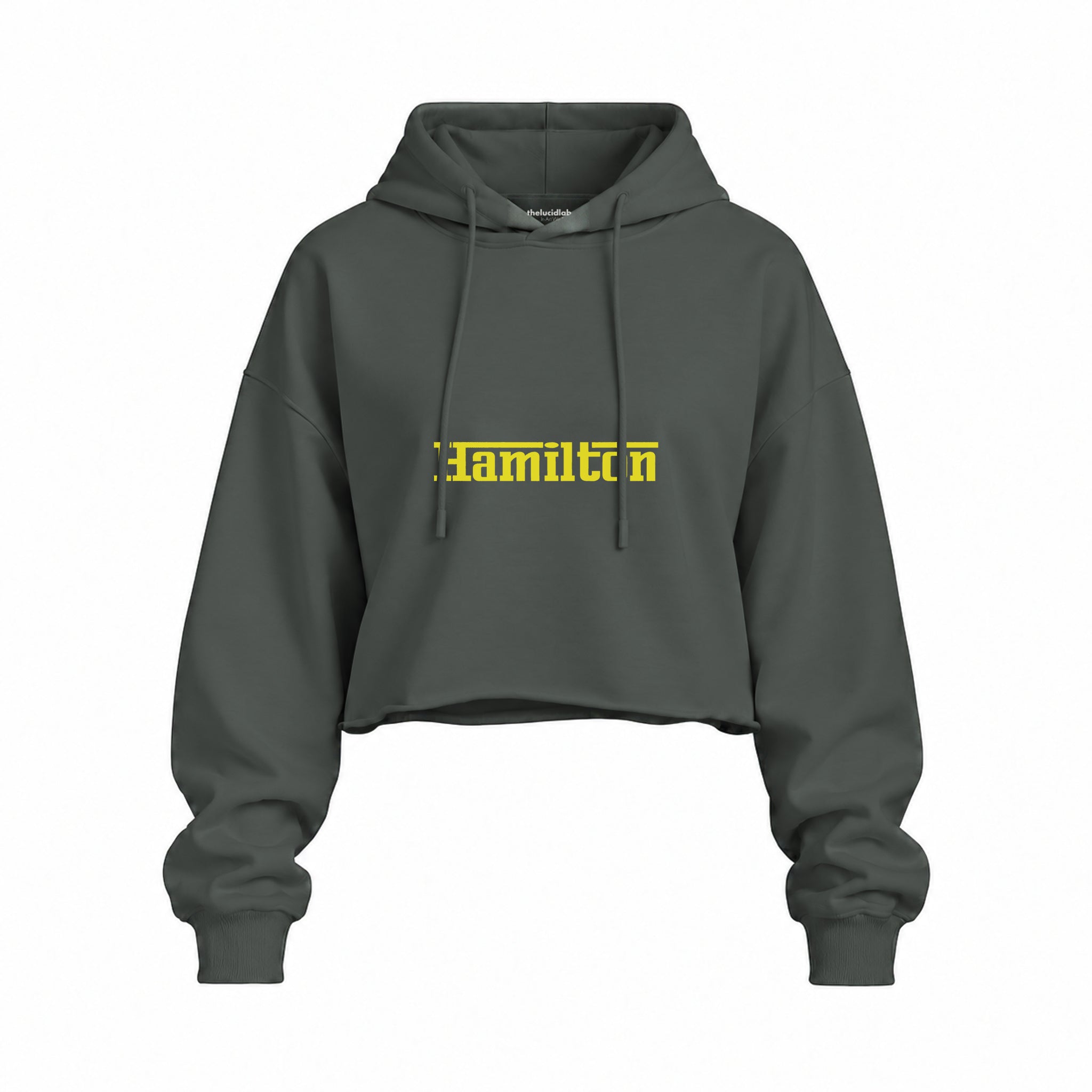 Hamilton / Ferrari Oversize Crop Hoodie — Antrasit — Ön baskı