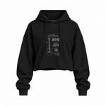 Gibson Les Paul Gitar Oversize Crop Hoodie — Siyah — Ön baskı