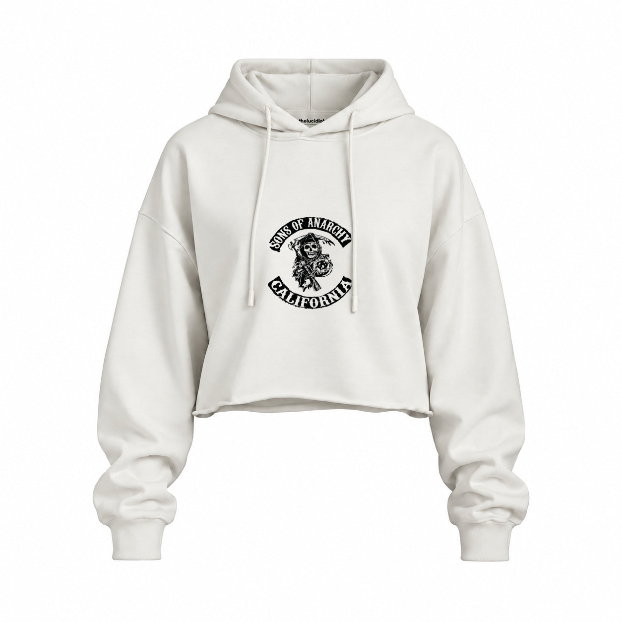 Sons of Anarchy Oversize Crop Hoodie — Beyaz — Ön baskı