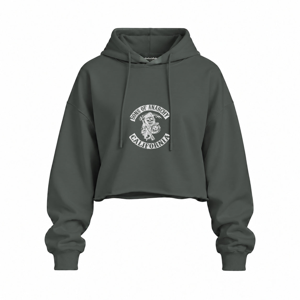 Sons of Anarchy Oversize Crop Hoodie — Antrasit — Ön baskı