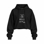 Arc Reactor Oversize Crop Hoodie — Siyah — Ön baskı