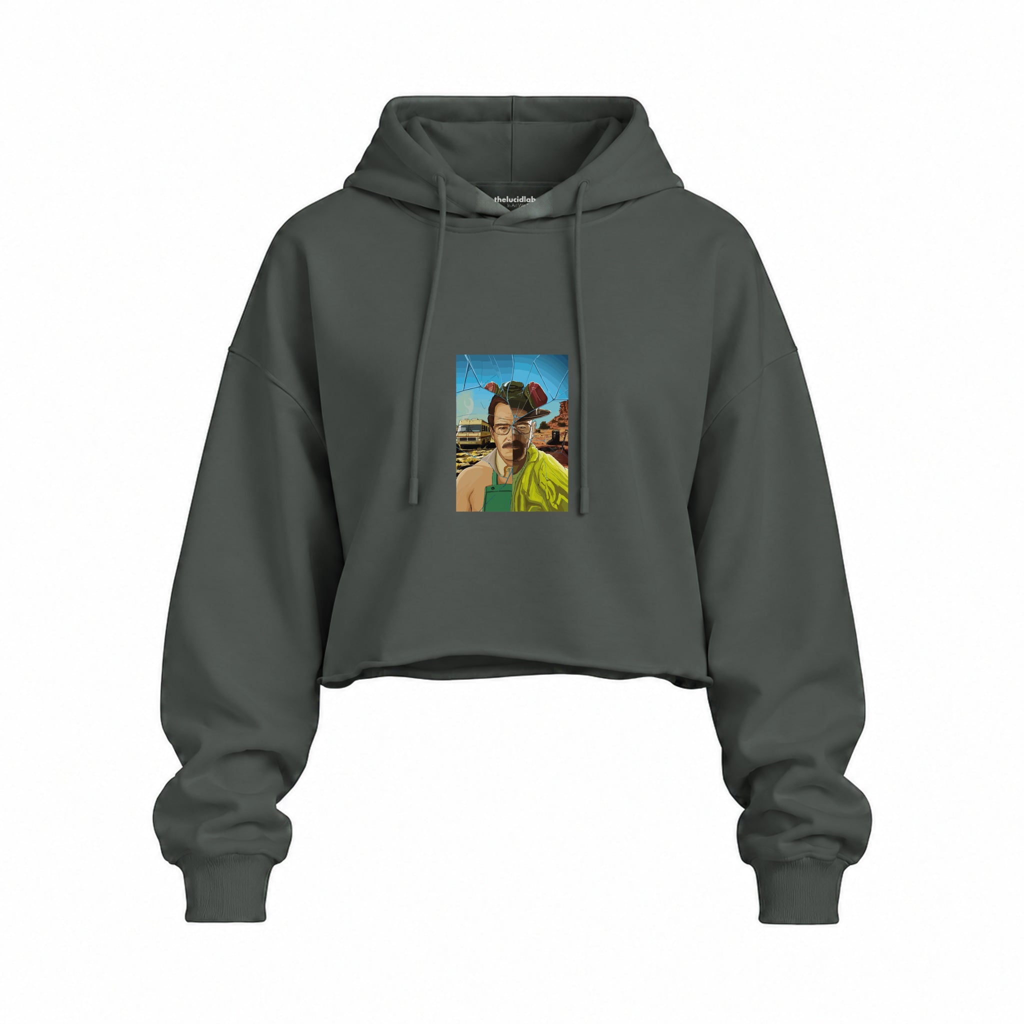 Walter White / Heisenberg Oversize Crop Hoodie — Antrasit — Ön baskı