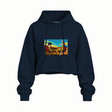 Breaking Bad / Rick and Morty Oversize Crop Hoodie — Lacivert — Ön baskı