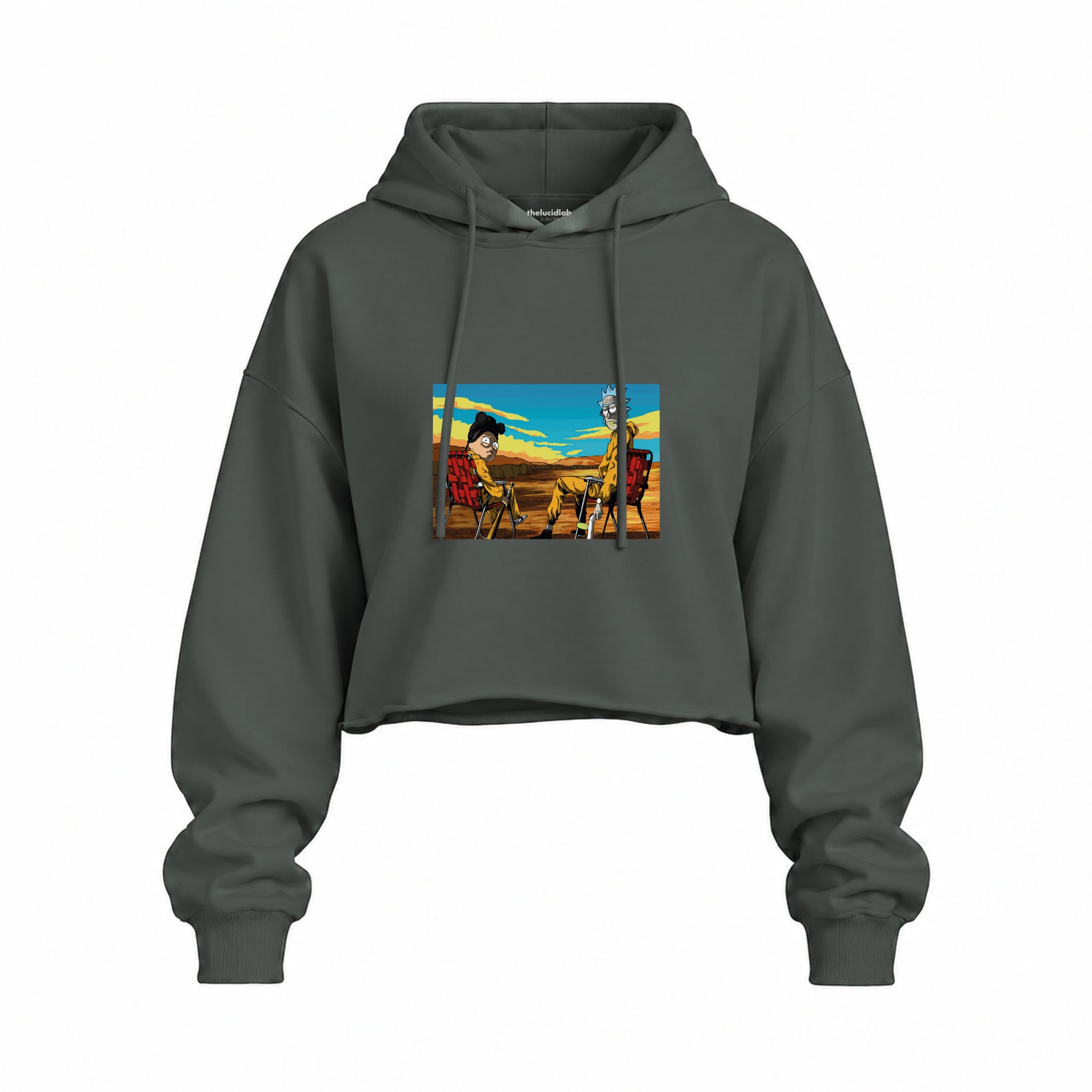 Breaking Bad / Rick and Morty Oversize Crop Hoodie — Antrasit — Ön baskı