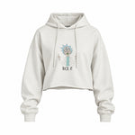 Rick It Oversize Crop Hoodie — Beyaz — Ön baskı