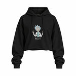 Rick It Oversize Crop Hoodie — Siyah — Ön baskı