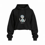 Rick It Oversize Crop Hoodie — Siyah — Ön baskı