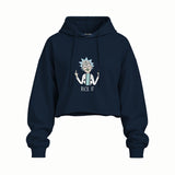 Rick It Oversize Crop Hoodie — Lacivert — Ön baskı