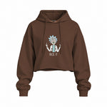 Rick It Oversize Crop Hoodie — Kahverengi — Ön baskı