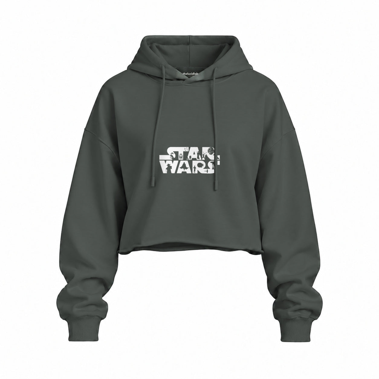 Star Wars Oversize Crop Hoodie — Antrasit — Ön baskı