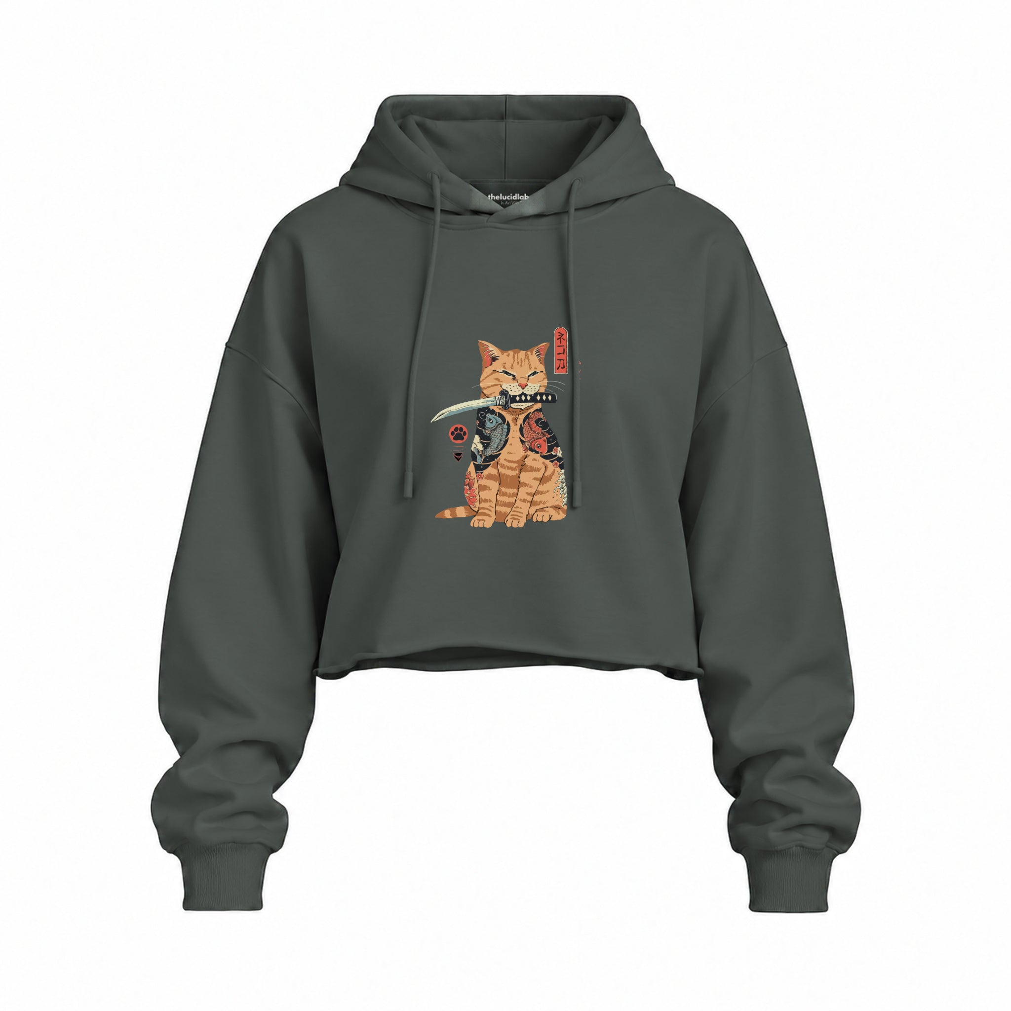 Catana Oversize Crop Hoodie — Antrasit — Ön baskı