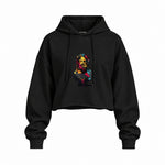 Zeus Oversize Crop Hoodie — Siyah — Ön baskı