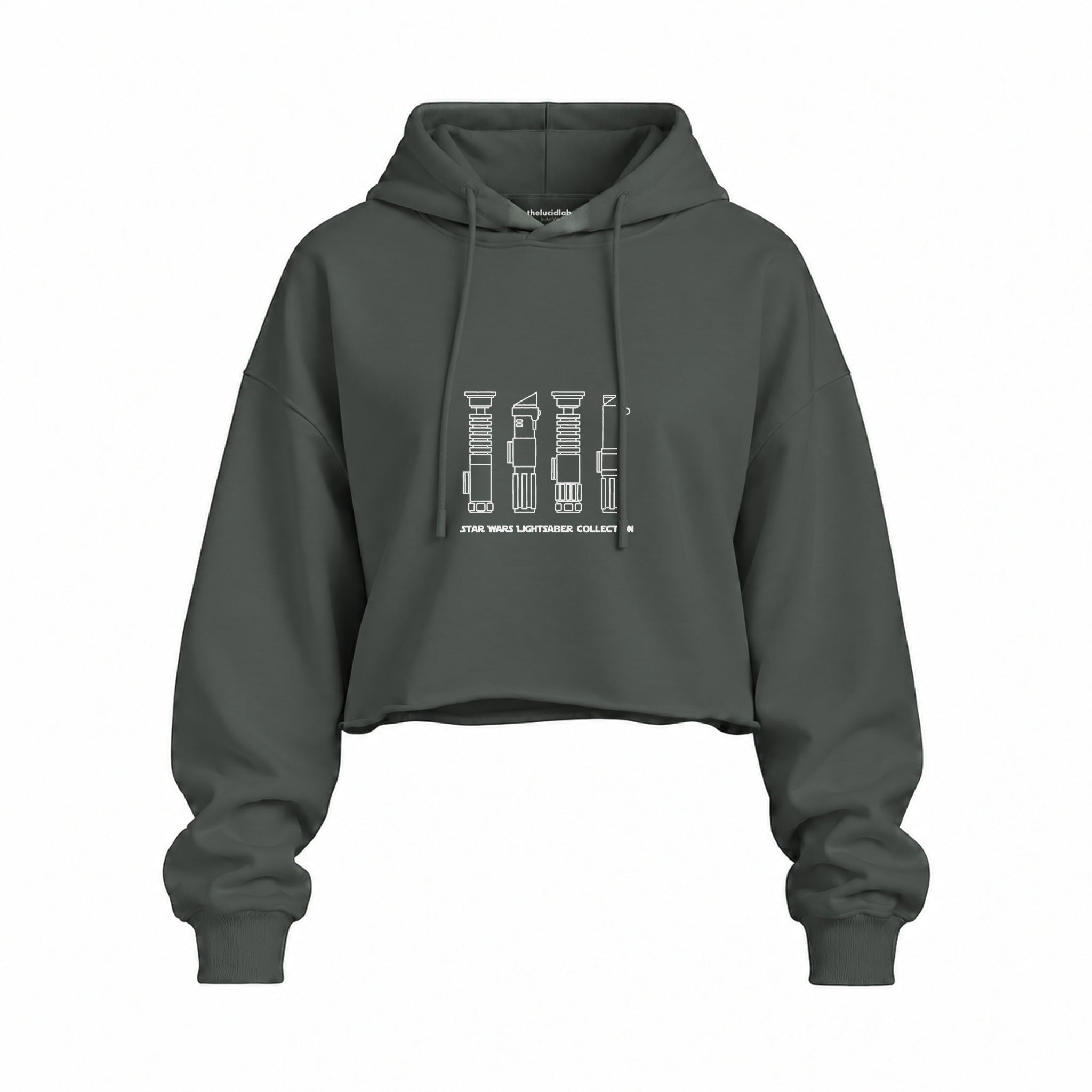 Star Wars Lightsaber Collection Oversize Crop Hoodie — Antrasit — Ön baskı