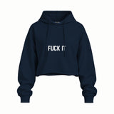 FUCK IT Oversize Crop Hoodie — Lacivert — Ön baskı