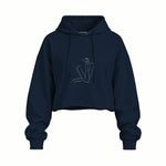 Women / Kadın Silüeti Oversize Crop Hoodie — Lacivert — Ön baskı