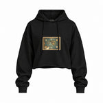 Avatar The Last Airbender Map Oversize Crop Hoodie — Siyah — Ön baskı