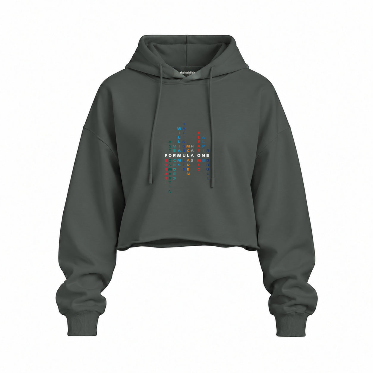 Formula 1 Teams Oversize Crop Hoodie — Antrasit — Ön baskı