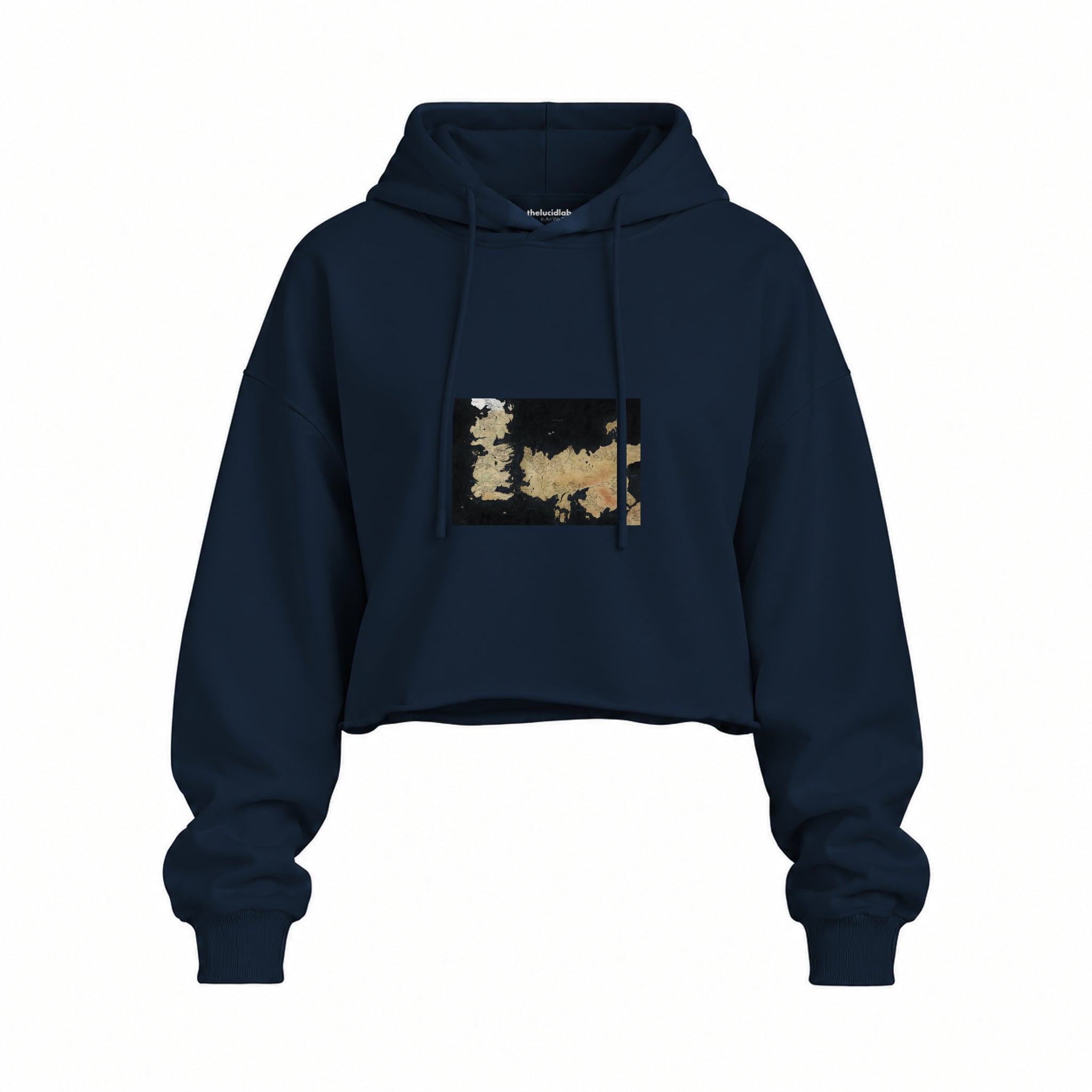 Game Of Thrones Map Oversize Crop Hoodie — Lacivert — Ön baskı