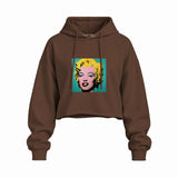 Andy Warhol / Marilyn Monroe Blue Oversize Crop Hoodie — Kahverengi — Ön baskı