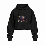 Michael Jordan Chicago Bulls 1997 Oversize Crop Hoodie — Siyah — Ön baskı