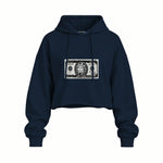 Morty Dollar Oversize Crop Hoodie — Lacivert — Ön baskı