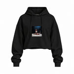 Muhammed Ali And Sonny Liston Usa 1965 Oversize Crop Hoodie — Siyah — Ön baskı