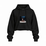 Muhammed Ali And Sonny Liston Usa 1965 Oversize Crop Hoodie — Siyah — Ön baskı