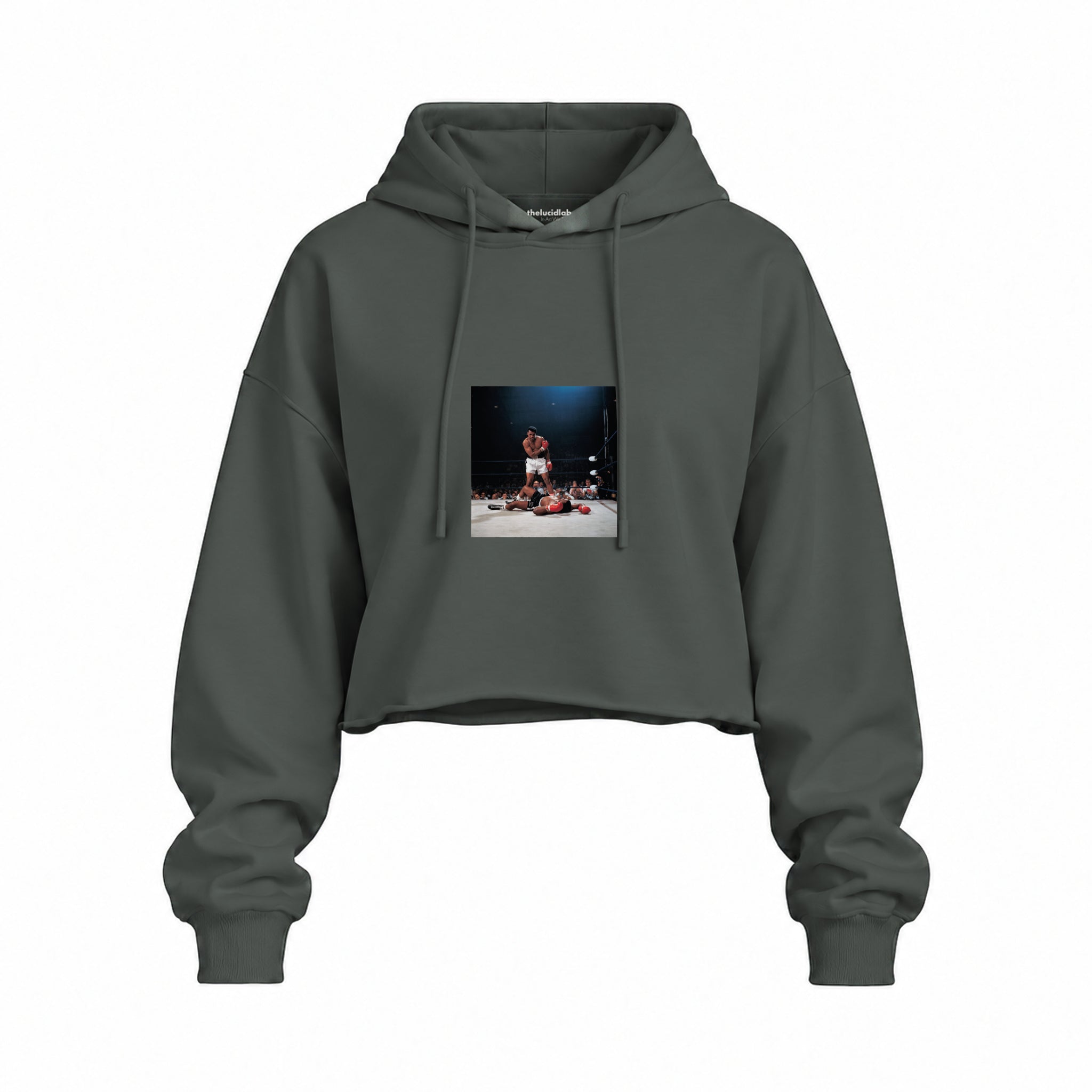 Muhammed Ali And Sonny Liston Usa 1965 Oversize Crop Hoodie — Antrasit — Ön baskı