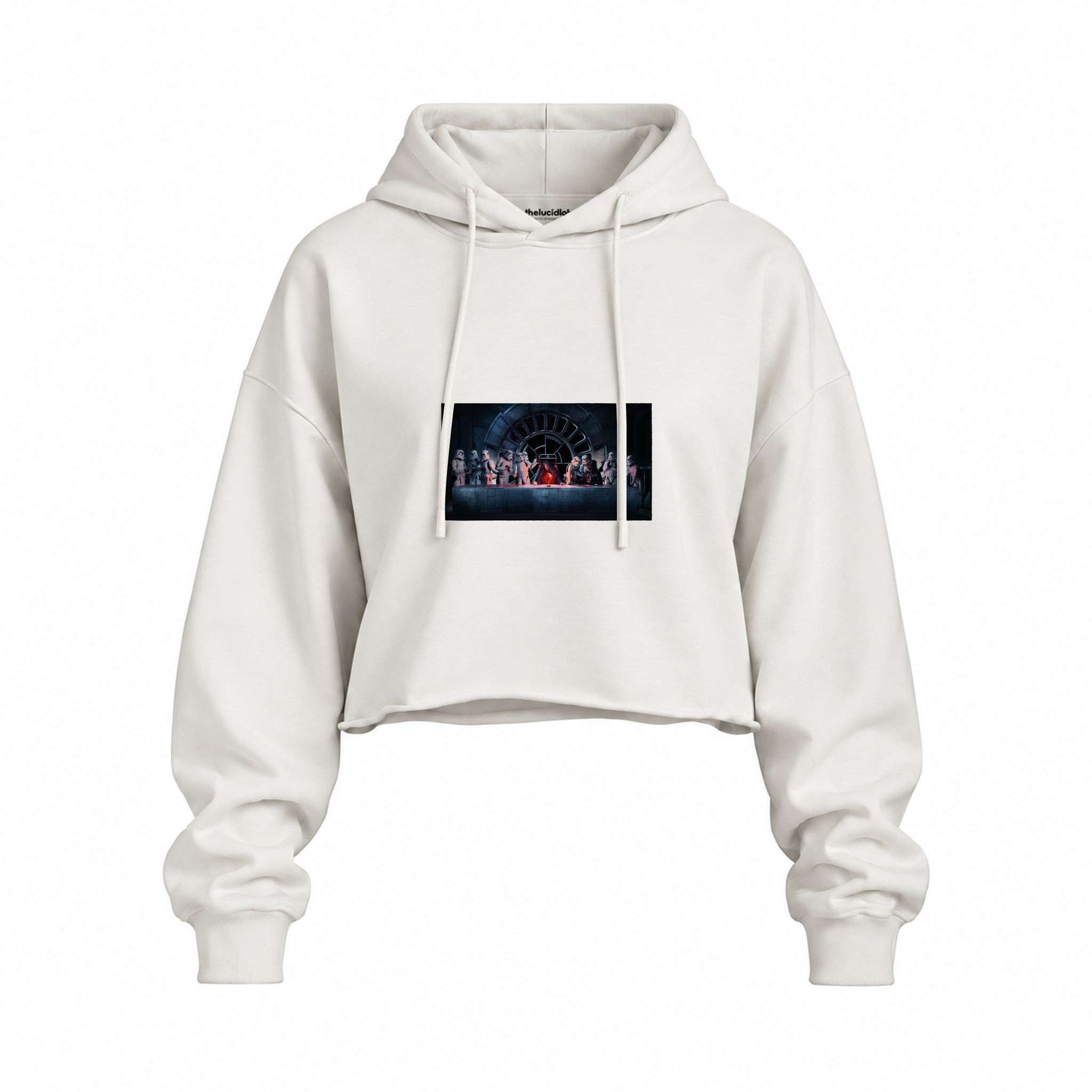 Star Wars Last Supper Oversize Crop Hoodie — Beyaz — Ön baskı