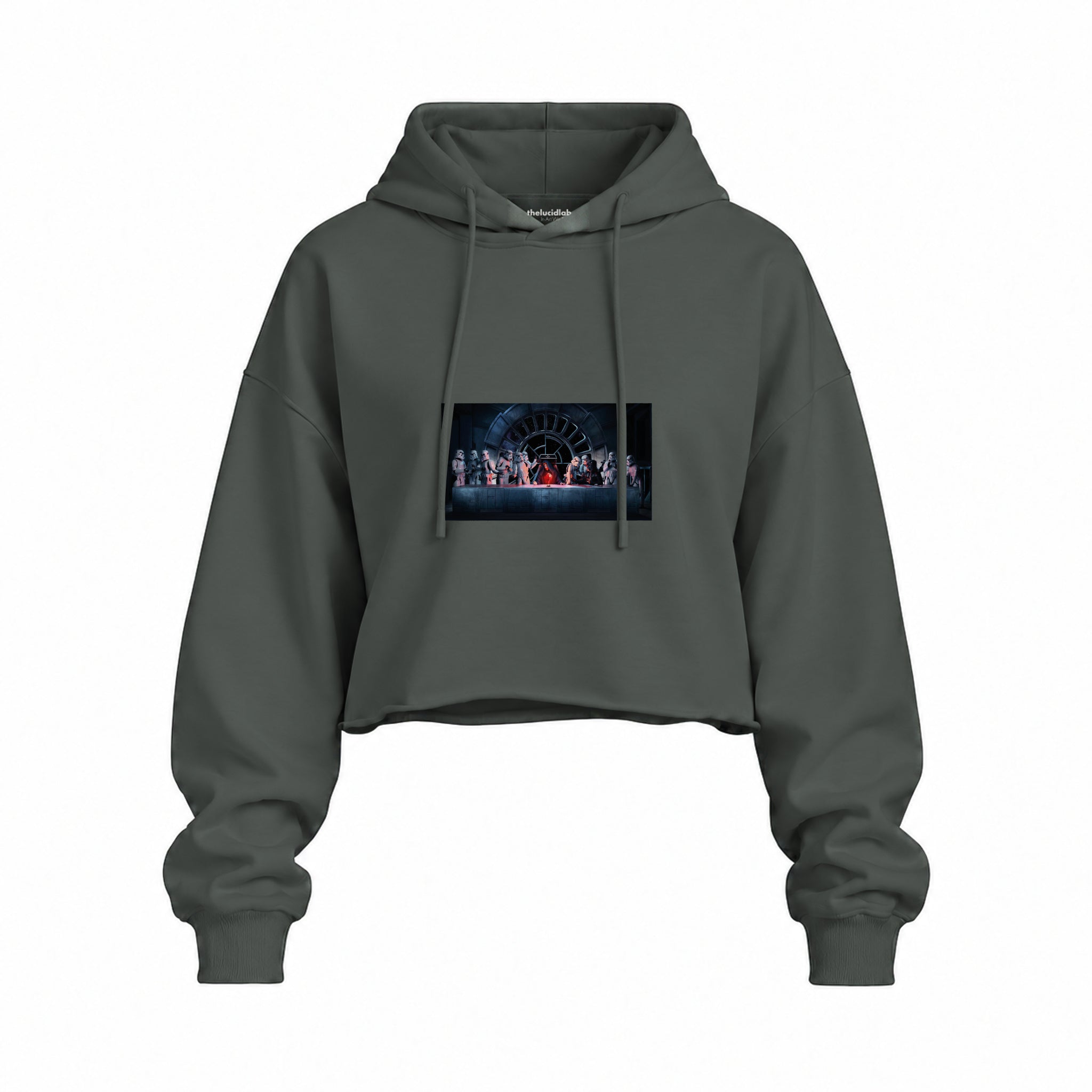 Star Wars Last Supper Oversize Crop Hoodie — Antrasit — Ön baskı