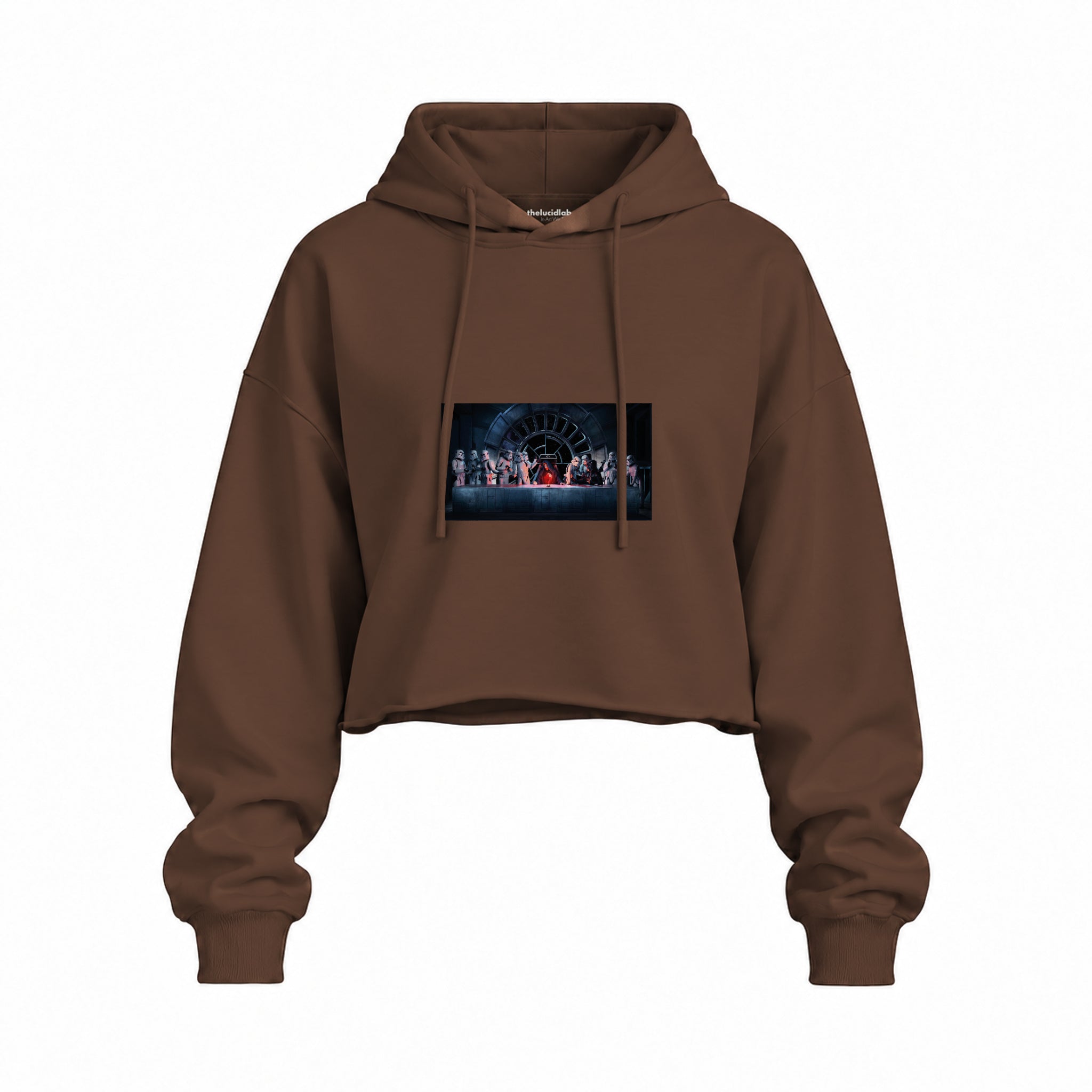 Star Wars Last Supper Oversize Crop Hoodie — Kahverengi — Ön baskı