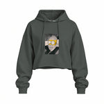 Albert Einstein / Homer Simpson Oversize Crop Hoodie — Antrasit — Ön baskı