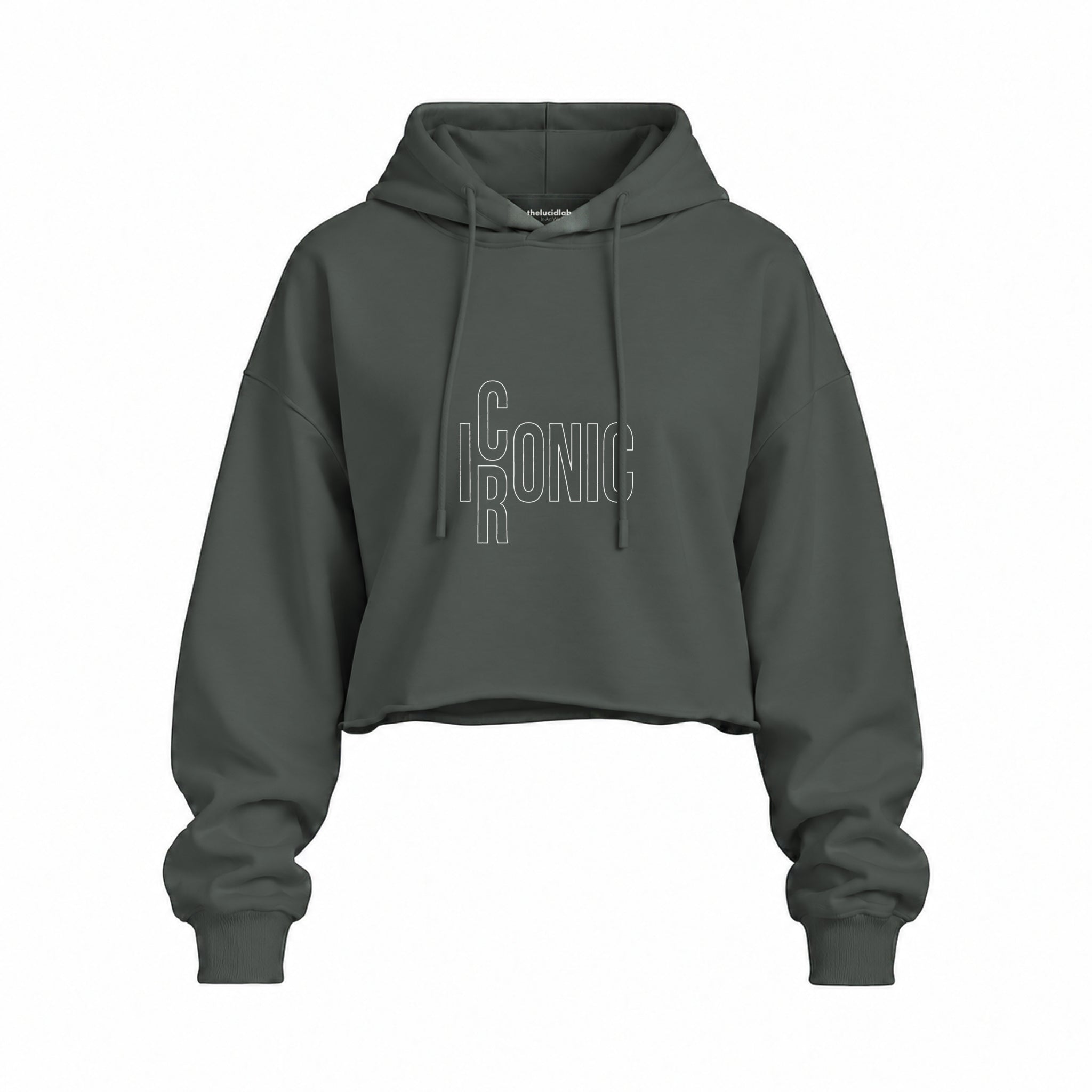I/RCONIC Oversize Crop Hoodie — Antrasit — Ön baskı