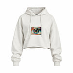 The Eye Oversize Crop Hoodie — Beyaz — Ön baskı