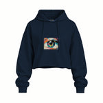 The Eye Oversize Crop Hoodie — Lacivert — Ön baskı