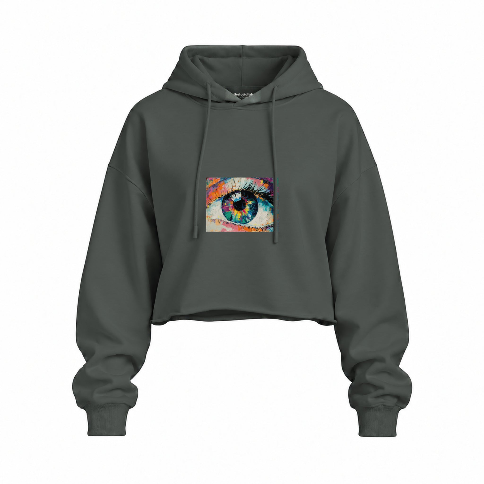The Eye Oversize Crop Hoodie — Antrasit — Ön baskı