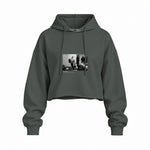 Jimmy Page Backstage Indianapolis 1975 Oversize Crop Hoodie — Antrasit — Ön baskı