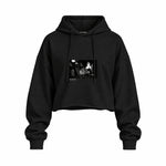 Keith Richards Connecticut 1977 Oversize Crop Hoodie — Siyah — Ön baskı