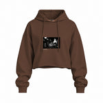 Keith Richards Connecticut 1977 Oversize Crop Hoodie — Kahverengi — Ön baskı