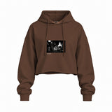 Keith Richards Connecticut 1977 Oversize Crop Hoodie — Kahverengi — Ön baskı