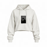 Keith Richards New York 1992 Oversize Crop Hoodie — Beyaz — Ön baskı