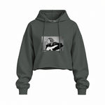 Kurt Cobain 1990 Oversize Crop Hoodie — Antrasit — Ön baskı